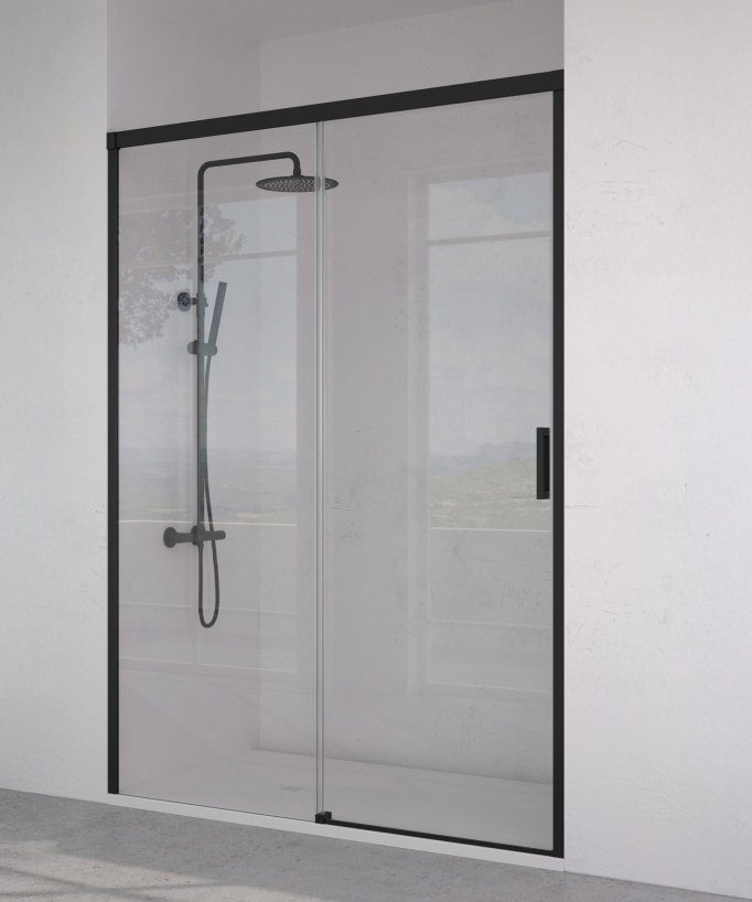 Q-Series Fixed and Sliding Shower Screen - Black