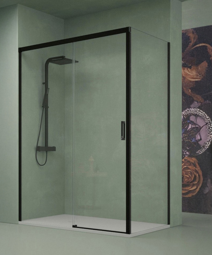Q-Series Shower Enclosure with Sliding Door - Black