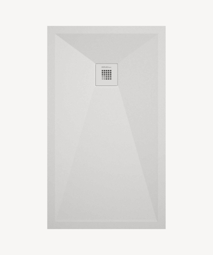White Smooth Shower Tray with Coloured Waste Cover - Stone Plus