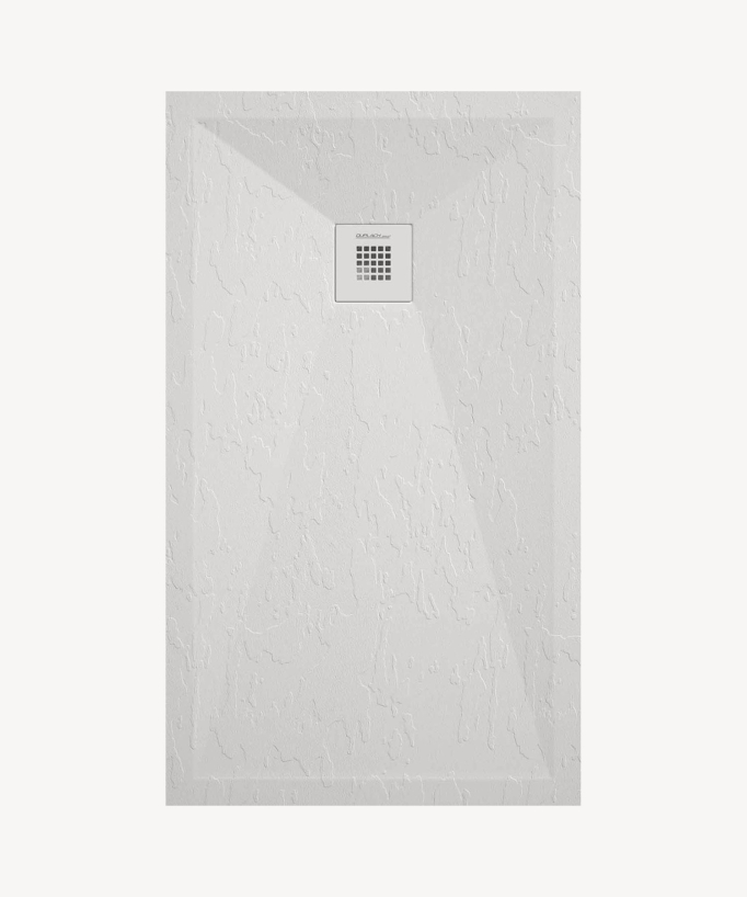 White Slate Finish Shower Tray with Coloured Waste Cover - Stone Plus