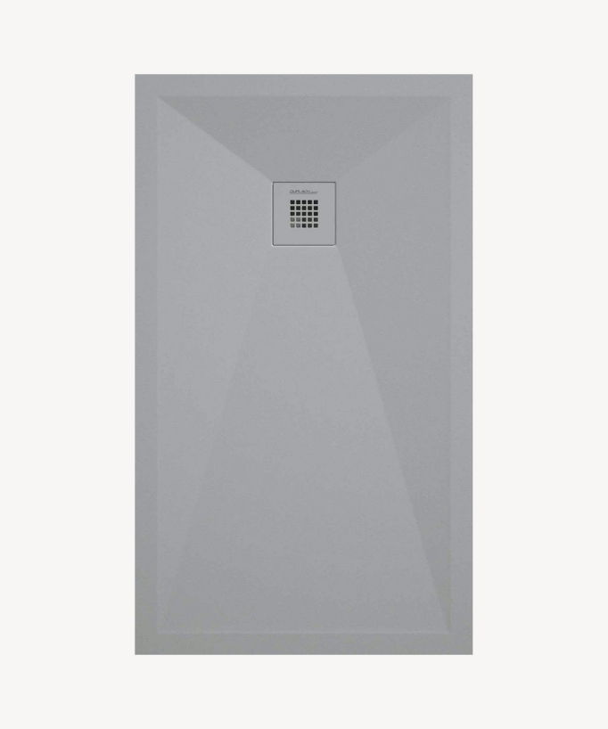 Grey 7035 Smooth Finish Shower Tray with Coloured Waste Cover - Stone Plus