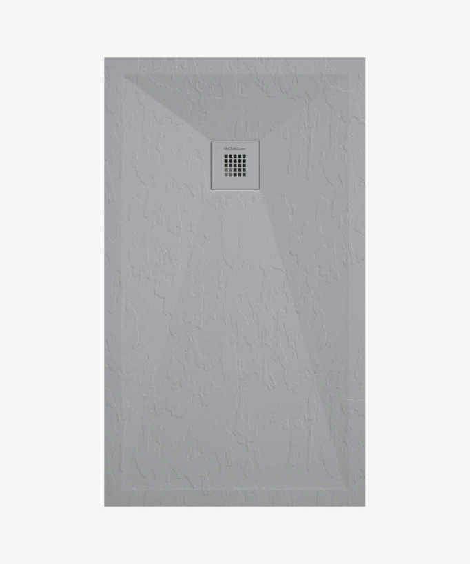Grey 7035 Slate Finish Shower Tray with Coloured Waste Cover - Stone Plus