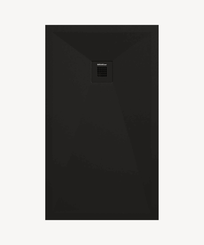 Black Smooth Shower Tray with Coloured Waste Cover - Stone Plus