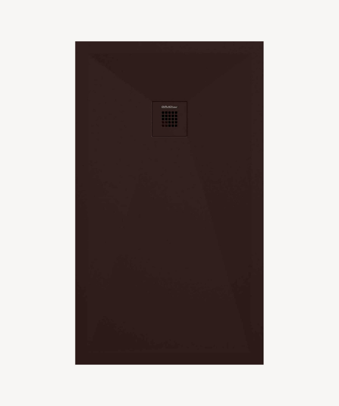 Chocolate Smooth Shower Tray with Coloured Waste Cover - Stone Plus