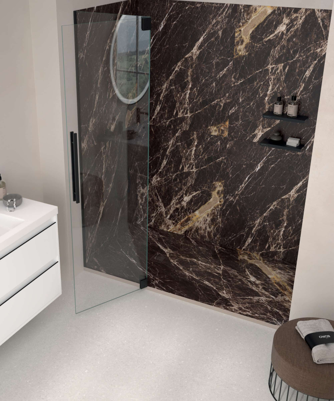 Receveur de douche Empereur brun, finition Lisse Stone 3D, grille de couleur