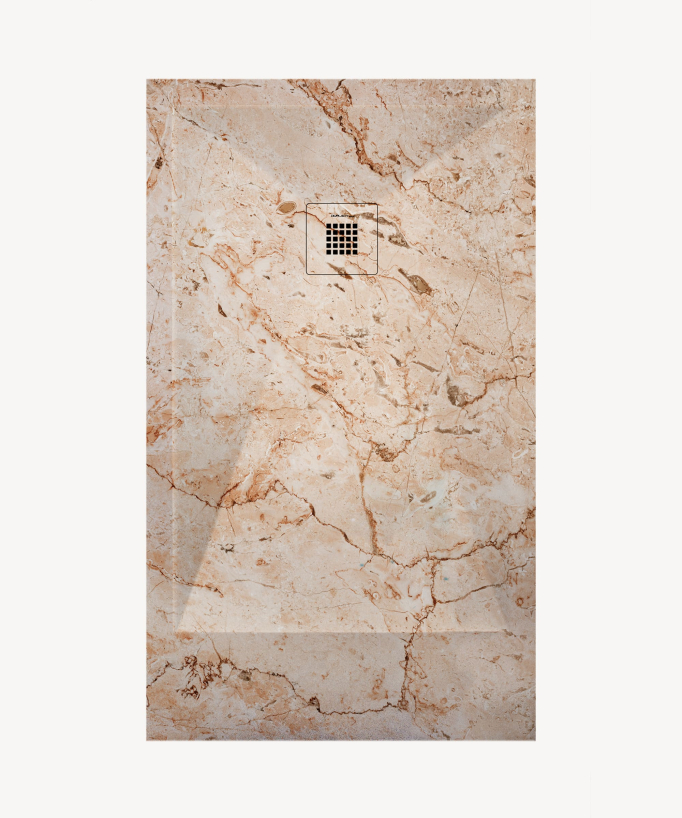 Jasper Smooth Finish Shower Tray with Coloured Waste Cover - Stone 3D