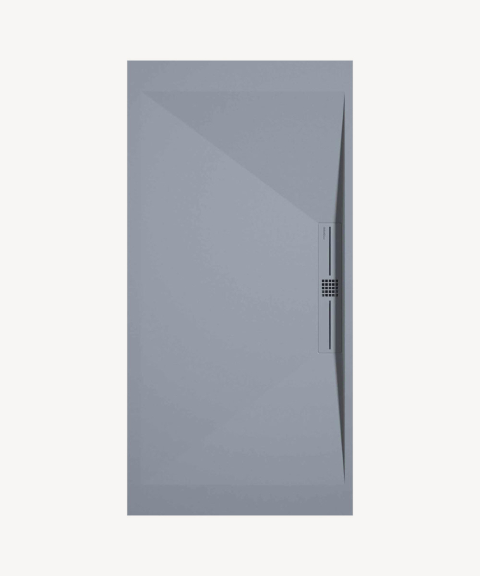 Grey Smooth Shower Tray with Coloured Channel Waste Cover - Stone SIDE