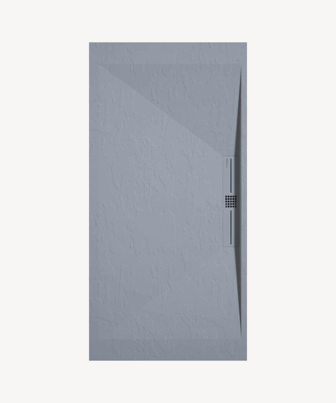 Grey Slate Finish Shower Tray with Coloured Channel Waste Cover - Stone SIDE
