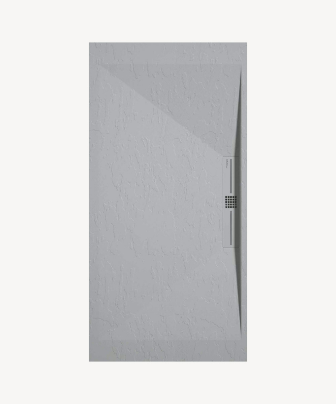 Grey 7035 Slate Finish Shower Tray with Coloured Waste Cover - Stone SIDE