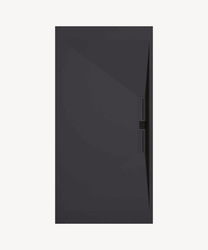 Anthracite Smooth Shower Tray with Coloured Channel Waste Cover - Stone SIDE