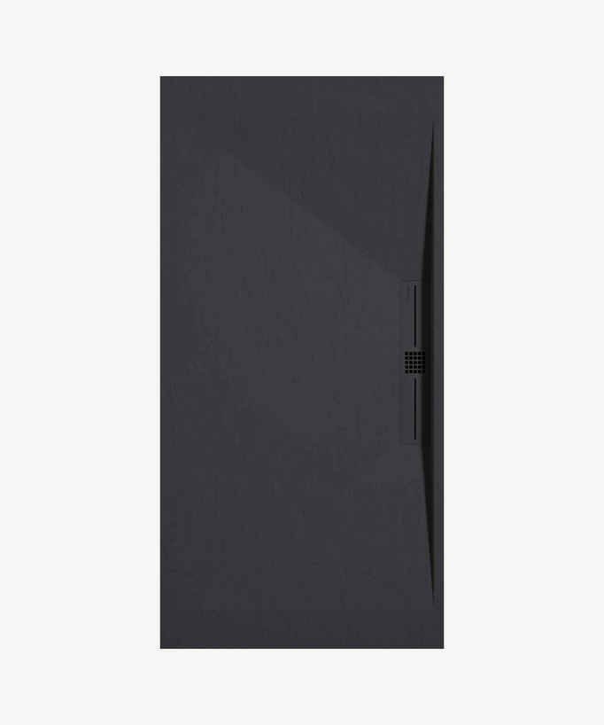 Anthracite Slate Finish Shower Tray with Coloured Channel Waste Cover - Stone SIDE