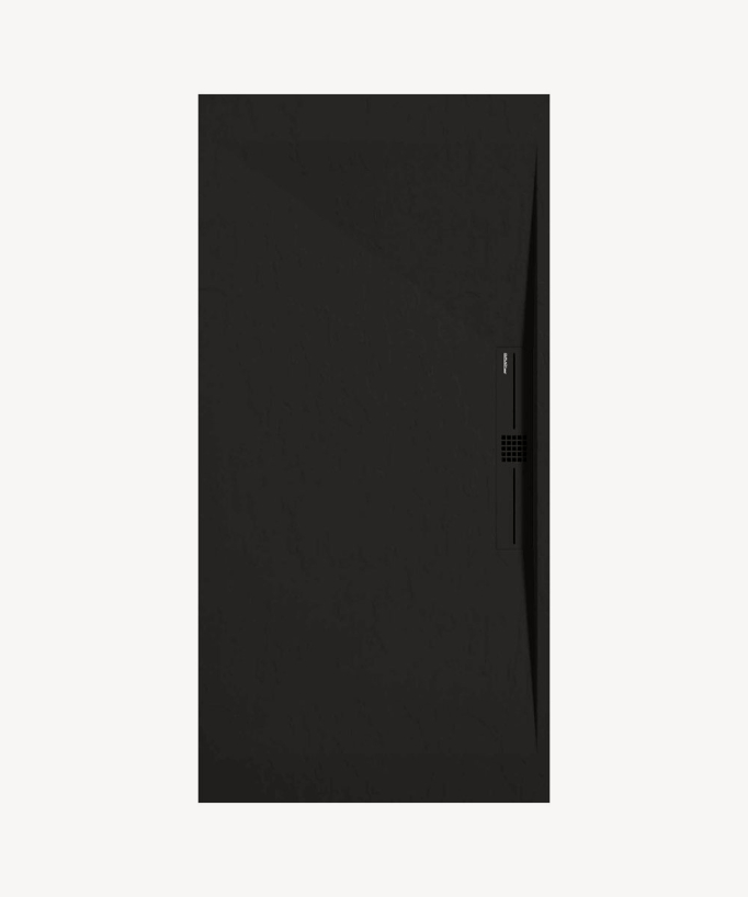 Black Slate Finish Shower Tray with Coloured Waste Cover - Stone SIDE