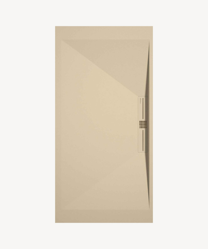 Cream Smooth Shower Tray with Coloured Channel Waste Cover - Stone SIDE
