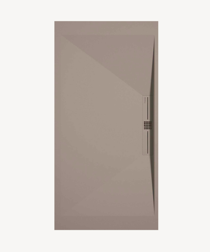 Sand Smooth Finish Shower Tray with Coloured Channel Waste Cover - Stone SIDE