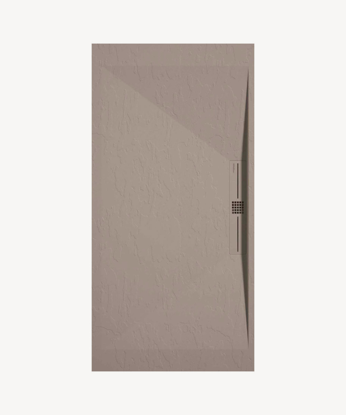 Sand Slate Finish Shower Tray with Coloured Channel Waste Cover - Stone SIDE
