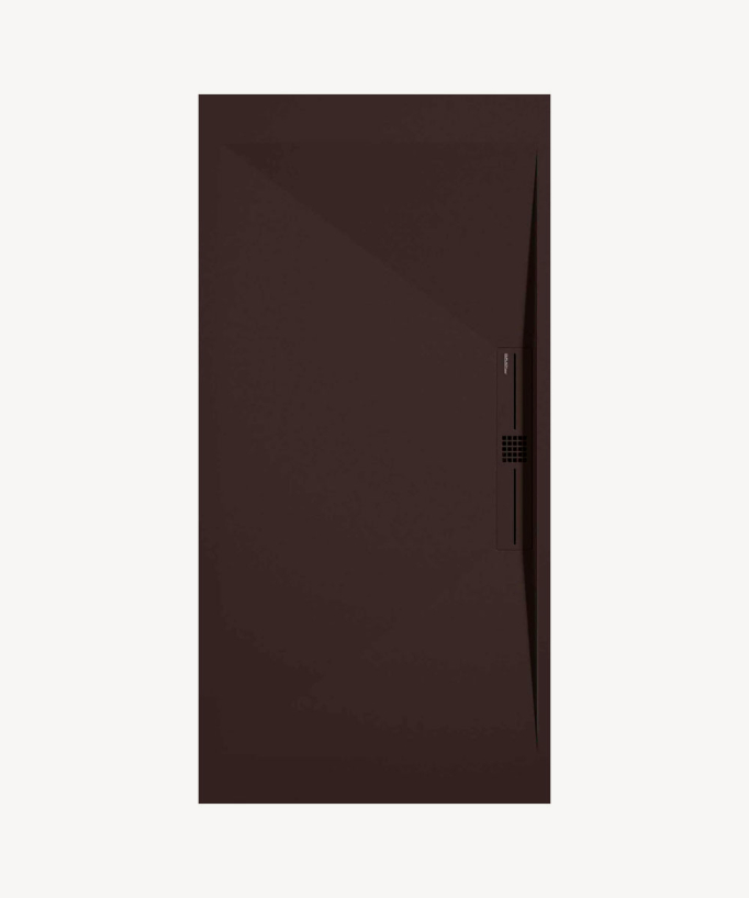 Chocolate Smooth Finish Shower Tray with Coloured Channel Waste Cover - Stone SIDE
