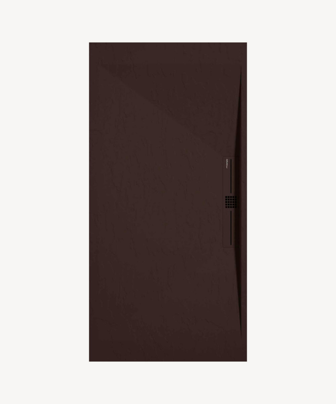 Chocolate Slate Finish Shower Tray with Coloured Channel Waste Cover - Stone SIDE