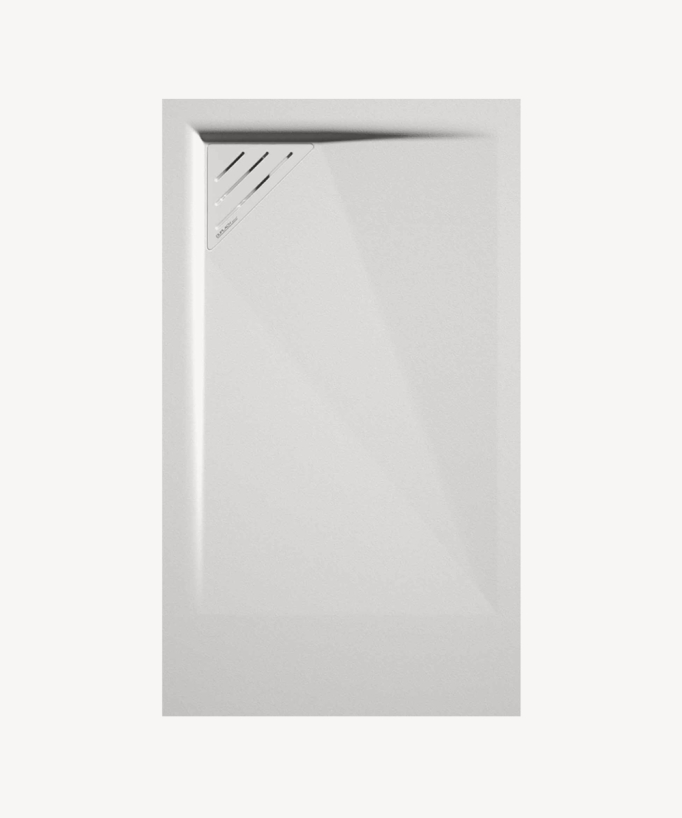 White Smooth Finish Shower Tray with Coloured Waste Cover - Stone MIO