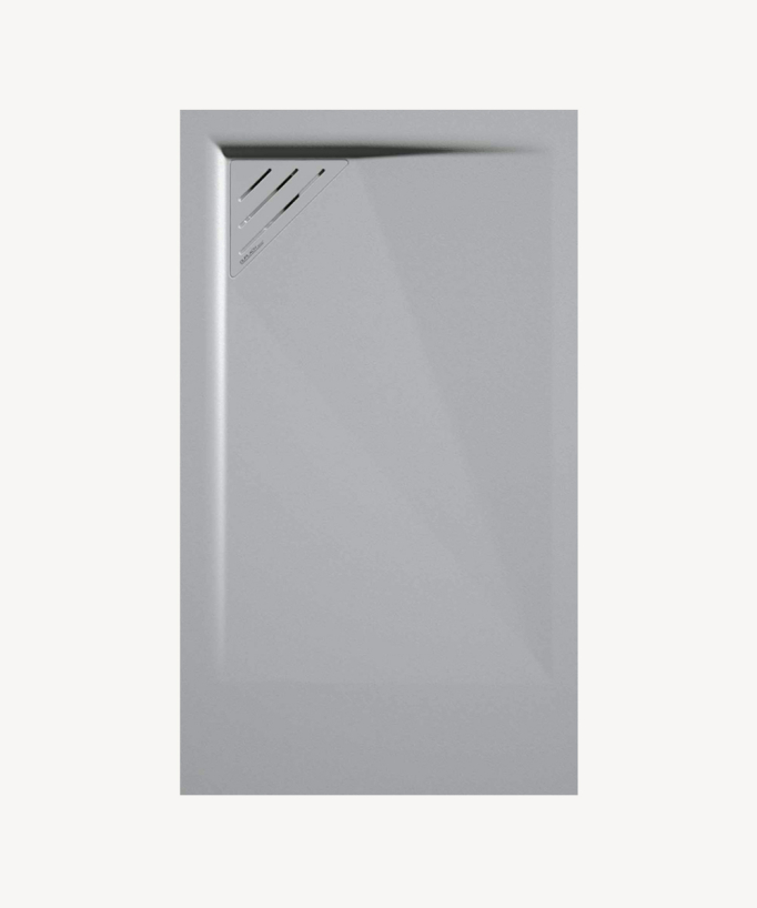 Grey 7035 Smooth Finish Shower Tray with Coloured Waste Cover - Stone MIO