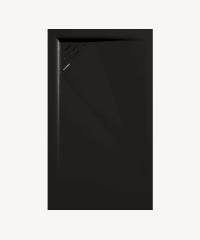 Black Smooth Finish Shower Tray with Coloured Waste Cover - Stone MIO