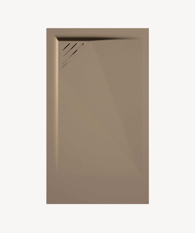 Moka Smooth Finish Shower Tray with Coloured Waste Cover - Stone MIO