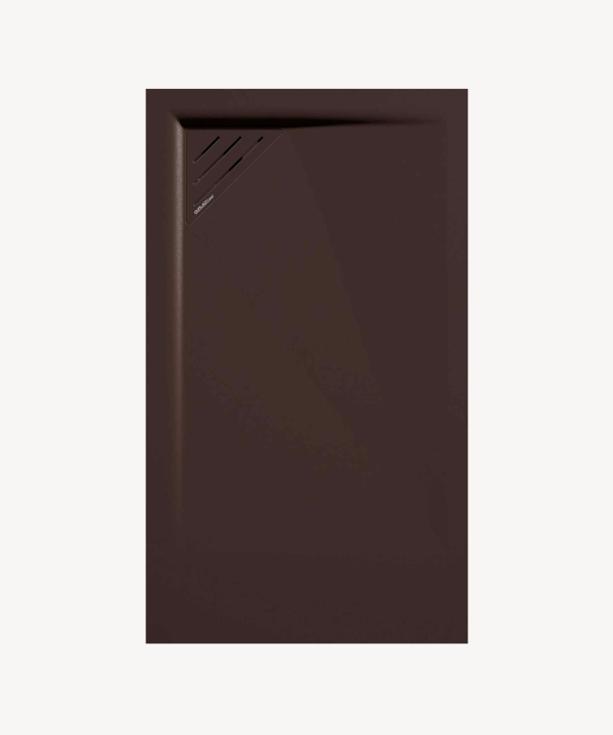 Chocolate Smooth Finish Shower Tray with Coloured Waste Cover - Stone MIO