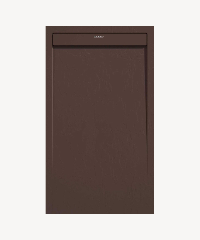 Chocolate Slate Finish Shower Tray with Coloured Waste Cover - Stone SMART
