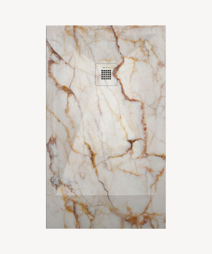Cream Marble Smooth Finish Shower Tray with Coloured Waste Cover - Stone 3D