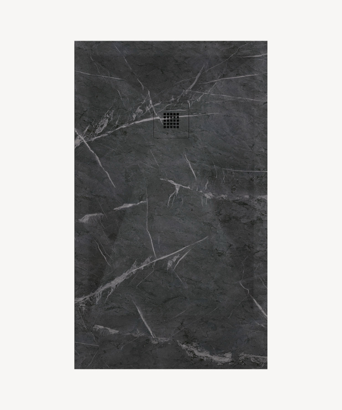 Marquina Smooth Finish Shower Tray with Coloured Waste Cover - Stone 3D