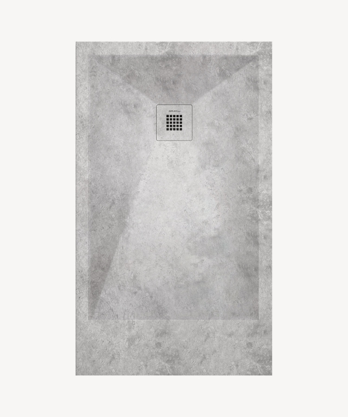 Concrete Smooth Finish Shower Tray with Coloured Waste Cover - Stone 3D