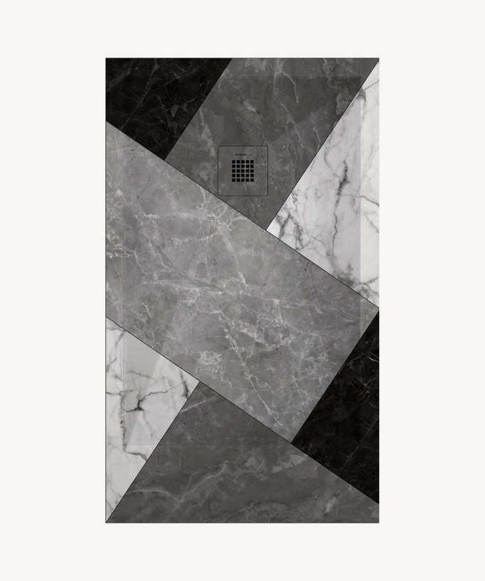 03 BN Mosaic Smooth Finish Shower Tray with Coloured Waste Cover - Stone 3D
