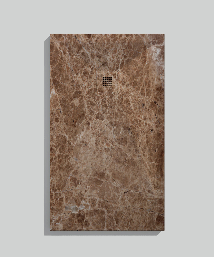 Light Brown Oasis Smooth Finish Shower Tray with Coloured Waste Cover - Stone 3D