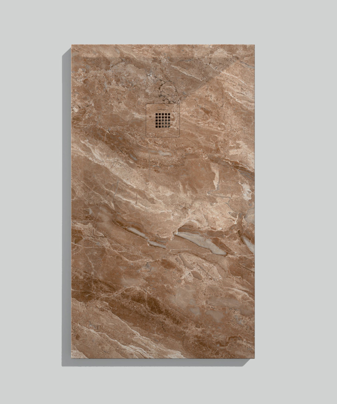 Light Emperador Smooth Finish Shower Tray with Coloured Waste Cover - Stone 3D