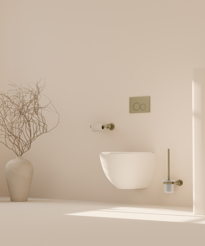 Dual Flush Stainless Steel Plate for Geberit Sigma Cistern - Brushed Gold