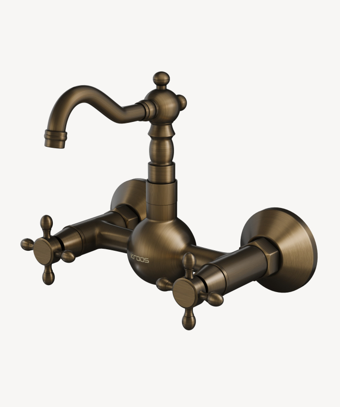 Antique Brass Kitchen Mixer Tap - Rome