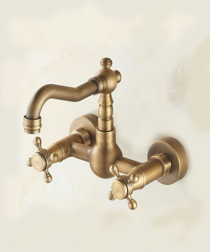 Antique Brass Kitchen Mixer Tap - Rome