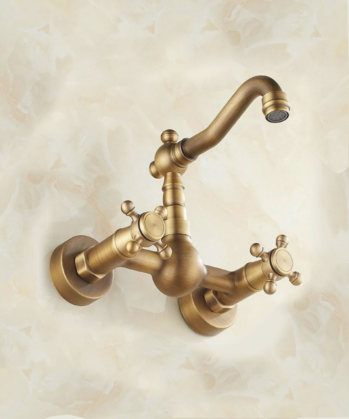Antique Brass Kitchen Mixer Tap - Rome