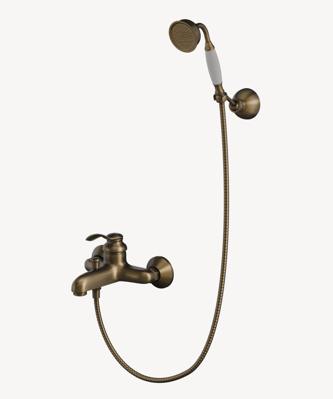 Wall-Mounted Antique Brass Bath and Shower Tap