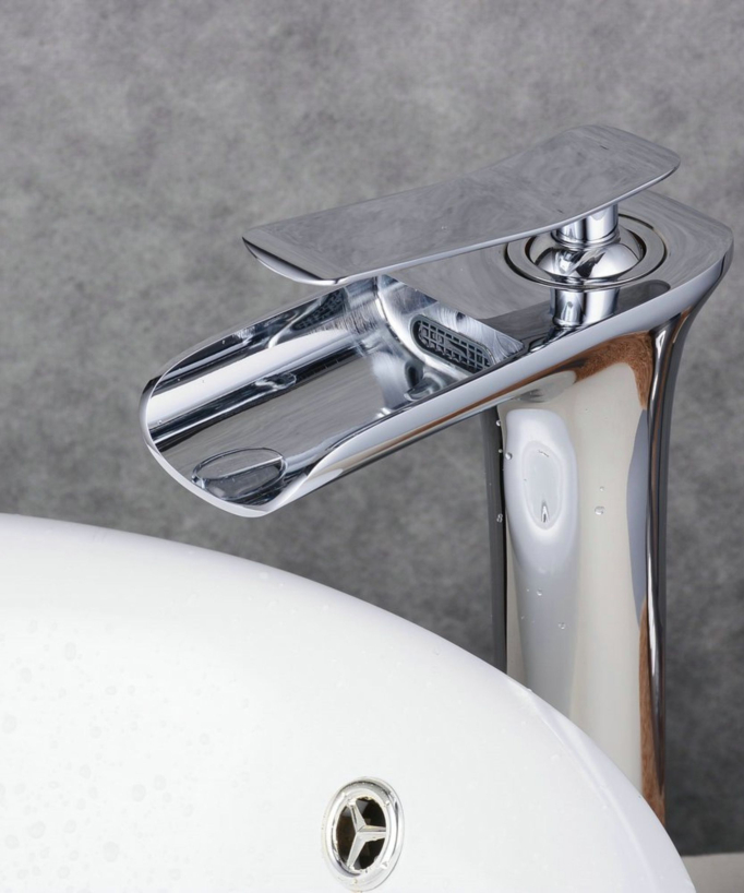 Contemporary Waterfall Basin Tap - Chrome