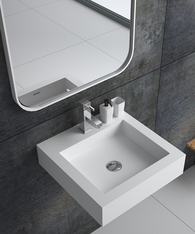 Inongo Wall-Hung Square Hand Basin - Matte White