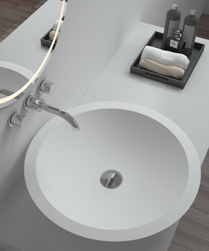 Mossendjo Round Countertop Basin - Matte White - 51 x 10.5 cm