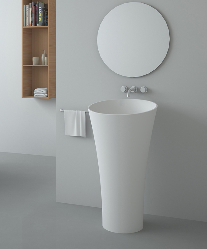 Oyo Freestanding Round Pedestal Basin - Matte White