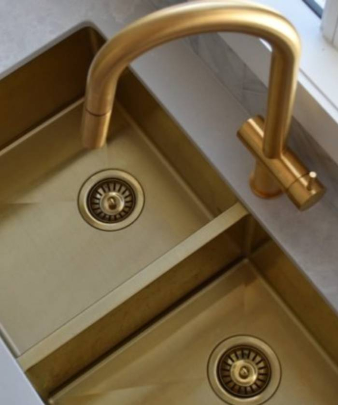 Jaboty 760mm Double Bowl Sink - Brushed Brass
