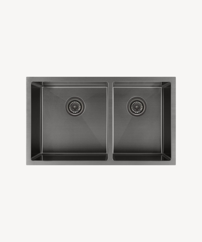 Jaboty 760mm Double Bowl Sink - Brushed Gunmetal