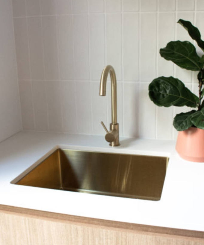 Ohia 550mm Single Bowl Sink - Brushed Brass