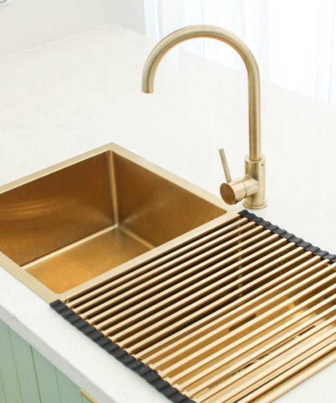 Tilia 855mm Double Bowl Sink - Brushed Brass