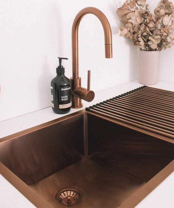 Tilia 855mm Double Bowl Sink - Brushed Copper