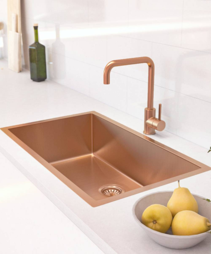 Hiba 750mm Single Bowl Sink - Brushed Copper