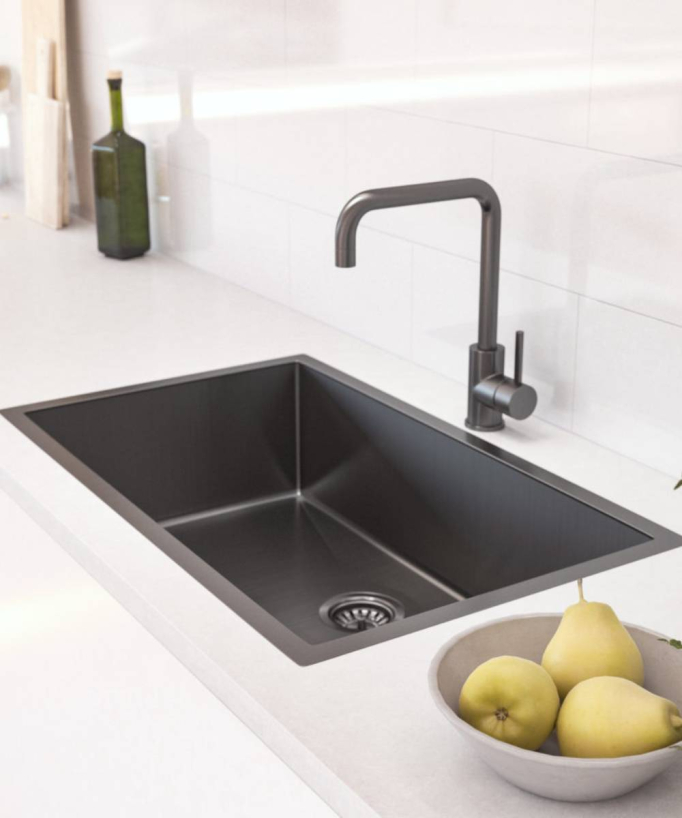 Hiba 750mm Single Bowl Sink - Brushed Gunmetal