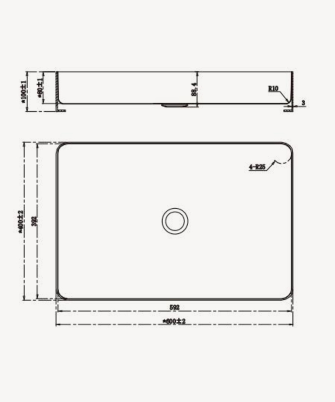 Rectangular Countertop Basin - Gunmetal Stainless Steel 304